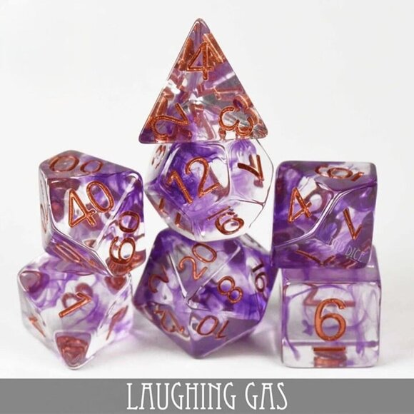 2‎ for $25 - NEW Laughing Gas Dice Set - 7 Resin Dice - Dungeons and Dragons - Picture 2 of 4